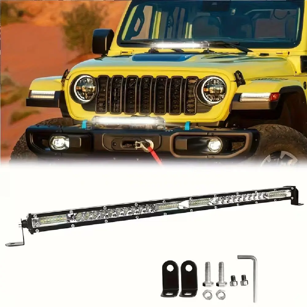 Green LED Off Road Light Bar 20inch Spot & Flood Combo 52 LEDs 31W 3000LM IP67 Waterproof for Jeep Ford Trucks Boat, Light Bars For Trucks, Offroad Car Lighting, Led Offroad Lights, Led Bar Light Light Bars & Work Lights