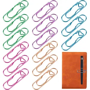 logohu 15 count Metal Pen Holder Clips for Notebook, Heart Paperclip Pencil Holder, Colorful Planner Accessories for Journal, Books, Clipboard