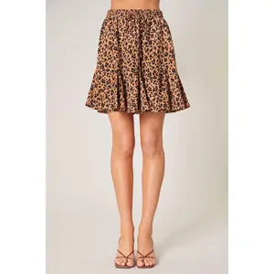 Carmelie Leopard Lowell Fluted Mini Skirt