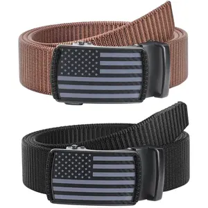 2 Pack Mens Belts Golf Belt, Tactical Work Belt Web Nylon Ratchet Belts for Men