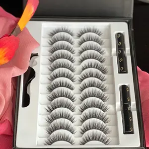 VG Magnetic Eyelashes Flirty Case Sets- D Curl Cross Lash Clusters for Beginners, Waterproof Eyelashes Extensions for Stunning Makeup