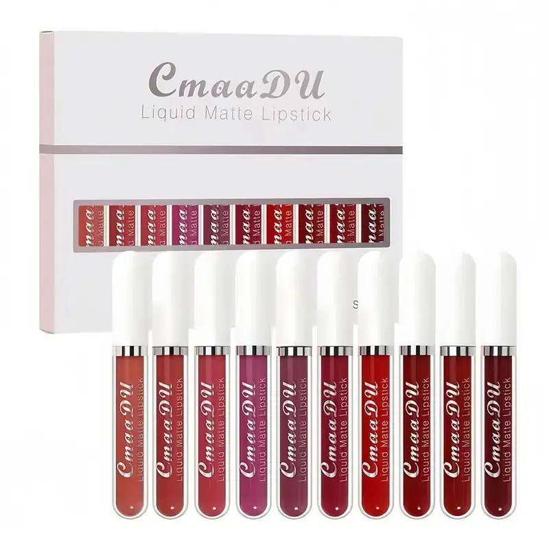 10Pcs Matte Lip Glaze Long Lasting GlossyWaterproof Lipstick Nonstick Easy To Apply LongLasting Makeup Lipgloss For Beginners BeautyCosmetic
