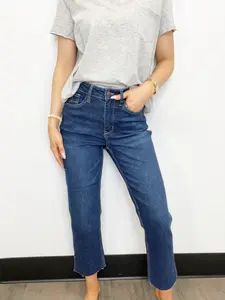 Judy Blue High Waist Cropped Straight Fit with Side Slit Jeans