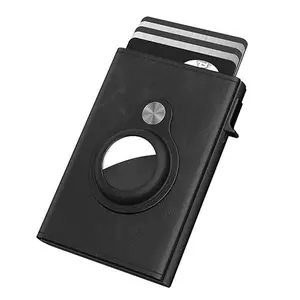 Mens Wallet Card Holder for AirTag: Leather Smart Wallet for Men Compatible with Apple Air Tag, RFID Blocking, Slim, Minimalist - 9-14 Card Capacity | ID Window | Cash Slot