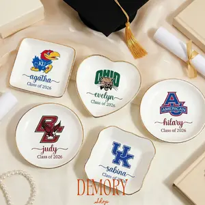 Personalized College Logo Ring Dish, Custom University Trinket Tray, Graduation Gift For Her, Alumni Keepsake, Class of 2026