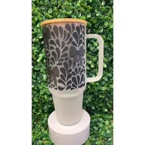 Black Talavera Bows 40 Oz Frosted Glass Tumbler
