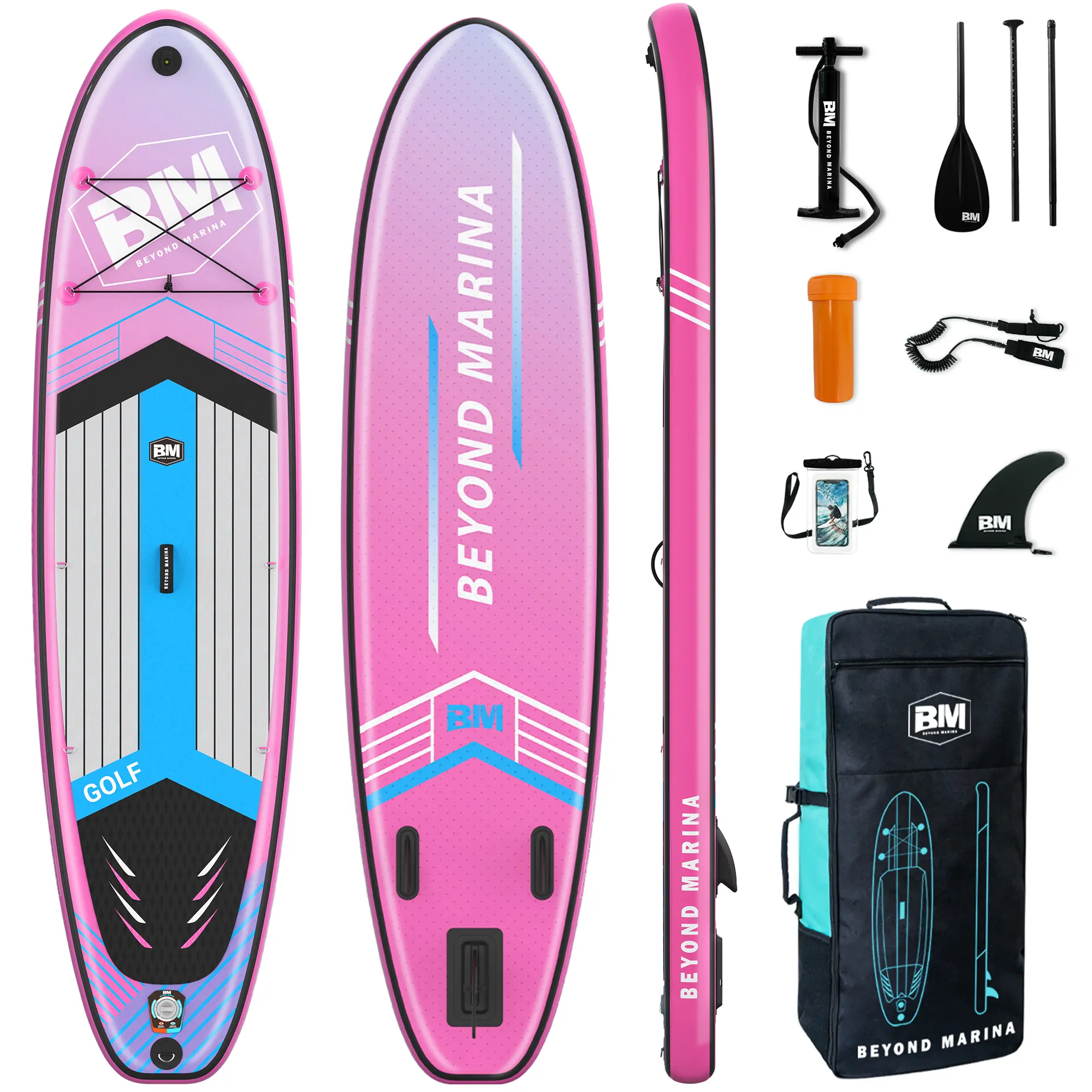 BEYOND MARINA 10'6" Pink Inflatable Paddle Board, 400 lb Beginner-Friendly SUP with Non-Slip EVA Deck, Action Camera Mount, Adjustable Paddle, Pump, Leash & Backpack