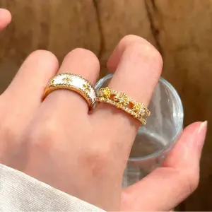 2 Pieces Cross Stackable Adjustable Open Band Rings for Women, Nickel & Lead Free Hypoallergenic Comfortable Statement Promise Rings, Ideal for Daily Wear, Engagement, Wedding & Valentine's Day Gifts