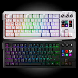 78-Key Wired Mechanical Gaming Keyboard, Switches, Hot-Swappable, 6 LCD Ai Programmable Shortcut Keys, RGB Backlit, 6 Macro Keys
