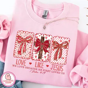 Love Like Jesus Sweatshirt, John 316 Sweater, Retro Coquette Heart Sweater, Brushstroke Valentine Sweater