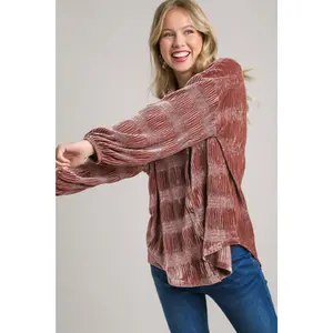 Umgee Ruched Tiered Button Up Shirt