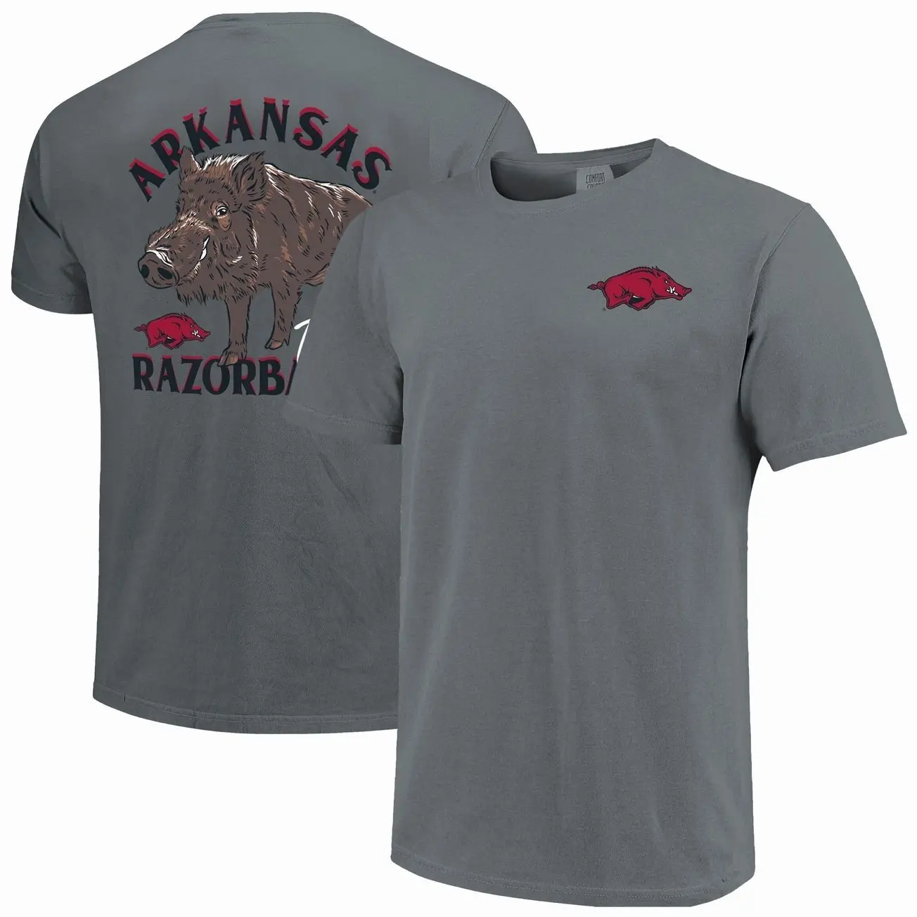 Arkansas Razorbacks Unisex Arched Drawn Mascot Hyper Local Comfort Colors T-Shirt - Charcoal
