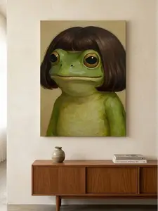 Whimsical Frog Portrait Poster Art Canvas Wall Decoration Print Room Aesthetic