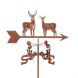 212 MAIN Decorative Garden Standing Deer Weathervane, Outdoor Garden Decor with 25x21x9in Steel Laser-Cut Design, EZ Vane Roof Mount, Ideal Gifts for Him