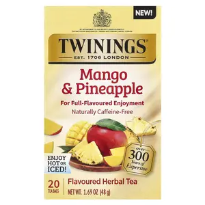 Twinings Flavored Herbal Tea, Mango & Pineapple, Caffeine-Free, 20 Tea Bags, 1.69 oz (48 g)