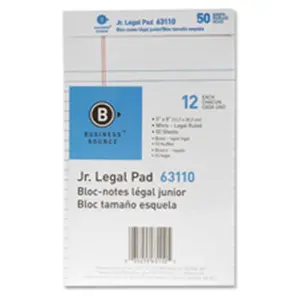Business Source Paper Pads - Micro-Perforated Jr. Legal Ruled - 50 Sheets - 5in.x8in. - 12-DZ Pack - White