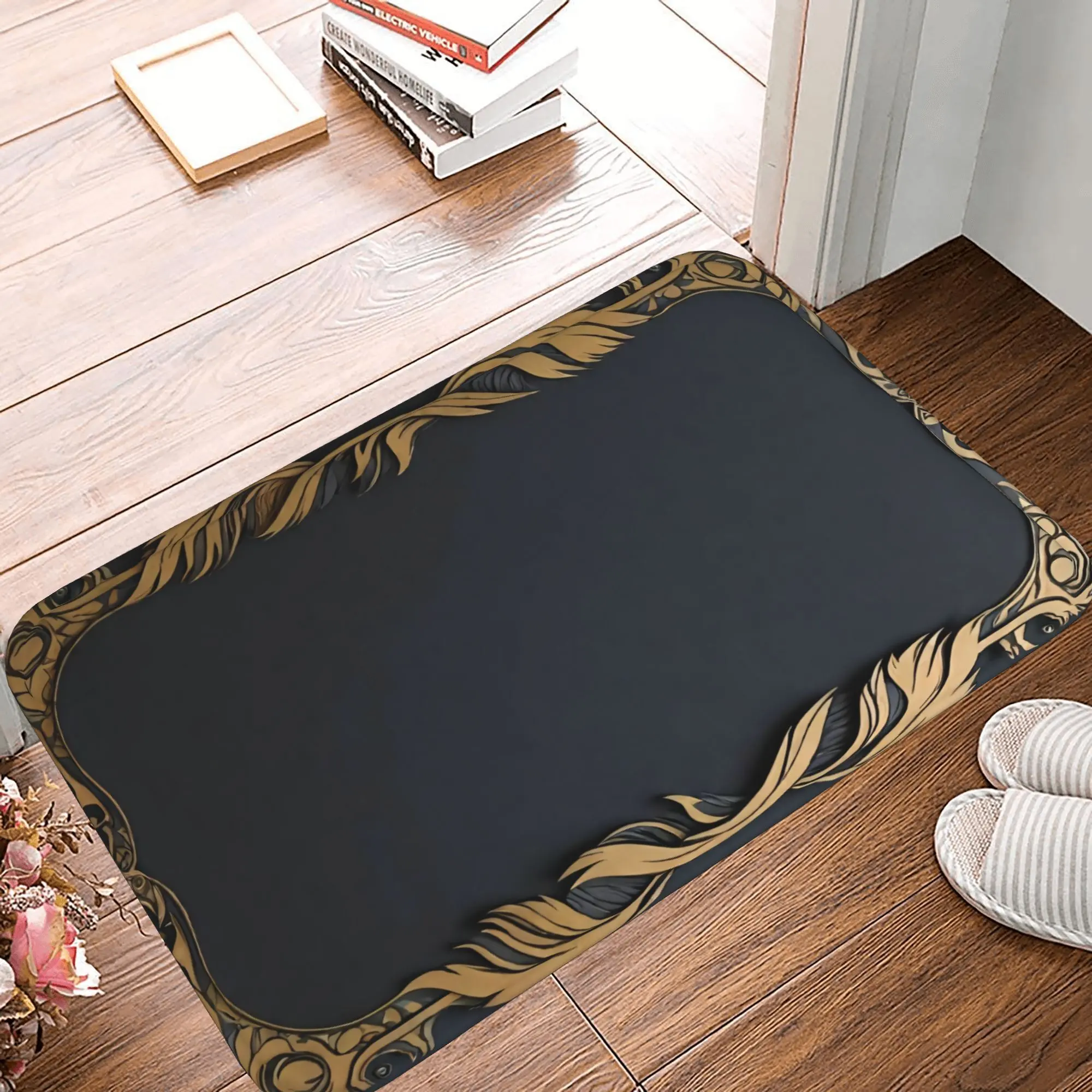 Luxurious Gold Frame Doormat   Non Slip & Absorbent Entryway Welcome Mat   Elegant IndoorOutdoor Floor Mat, 16x24 inches