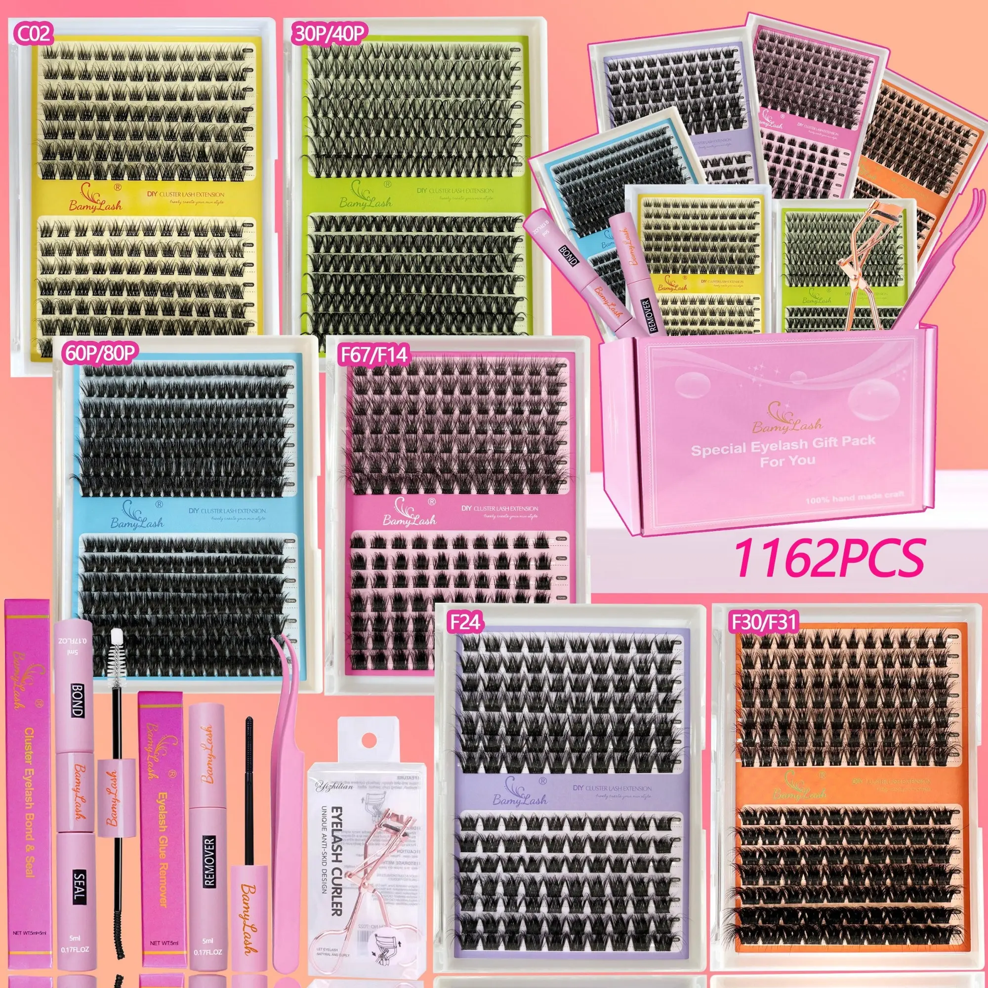 1162PCS Cluster Lashes Set