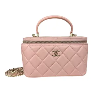 Pre-owned CHANEL Lambskin Leather Crossbody Bags Small Quilted Lambskin Top Handle Vanity Crossbody