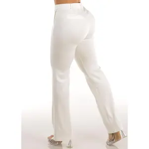 Push Up High Waist Stretch Bootcut Dress Pants Off White