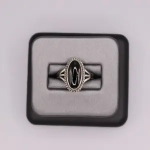 Sterling Silver Stone Ring - Oval Onyx