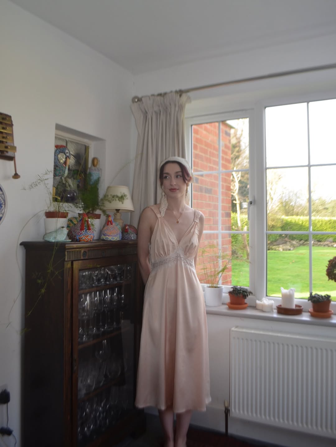 CHAMPAGNE 1930S SOLID LACE SATIN NIGHTGOWN Summer Sleepwear Nightwear Womenswear Sleeveless Loungewear