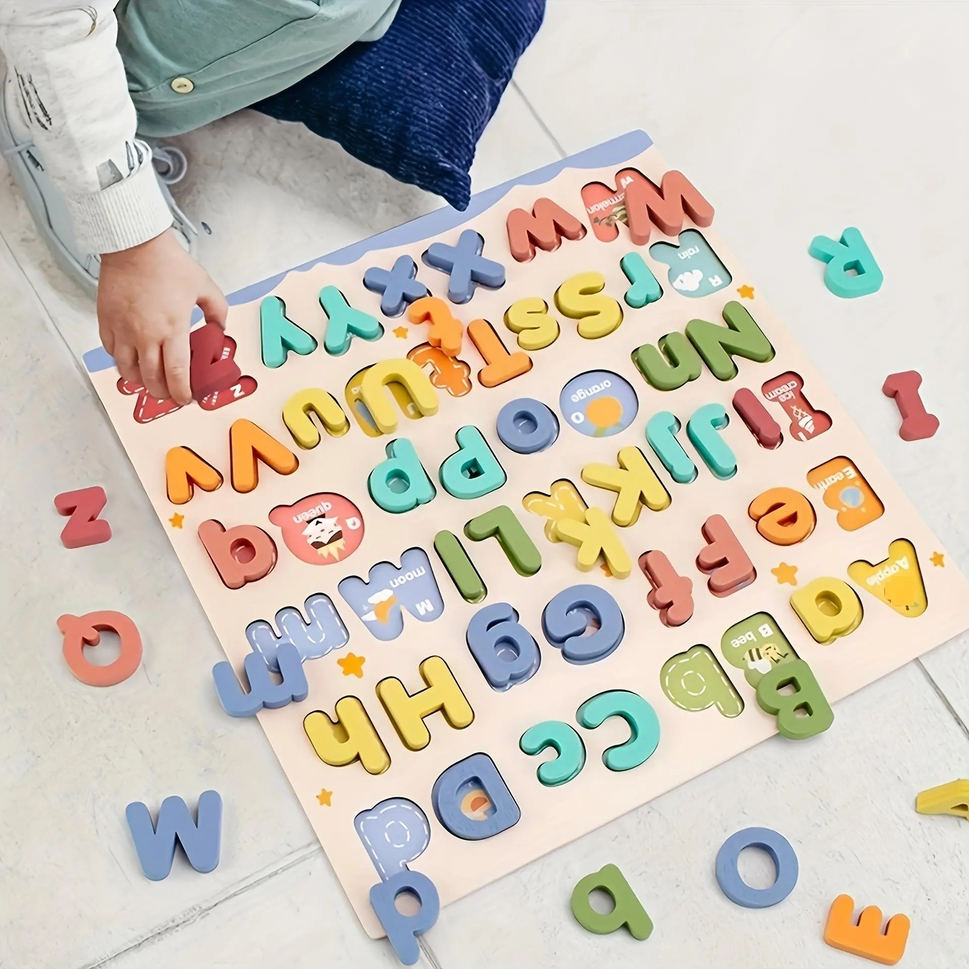 Alphabet Letter Puzzle Board, 26 Lowercase ABC Letters Montessori Early Learning Toy, Kids Spelling Word Building Game for Preschool Home & Classroom Teaching, Holiday Gift for Toddlers, Early Education Materials