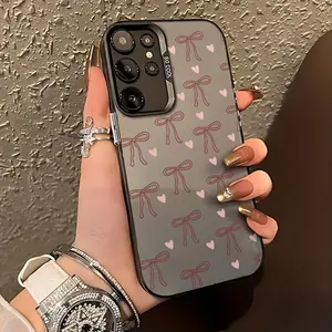 Cute bow and heart pattern phone case, suitable for Samsung Galaxy S25 S24 S23 S22 S21 S20 FE Ultra Plus 4G 5G, made of soft TPU material, shockproof protection, fashionable design, romantic style, suitable for daily use on Valentine's Day, a sweet and ro