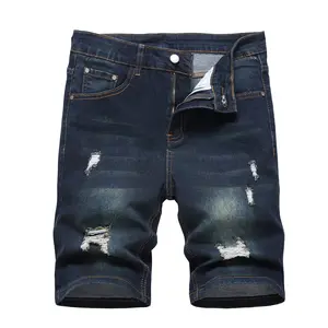 JUNBAOSS Men's Slim Fit Stretch Denim Shorts Ripped Skinny Jean Shorts for Men,Fashion Straight Comfort Flex Waist Short Jean Classic Cotton