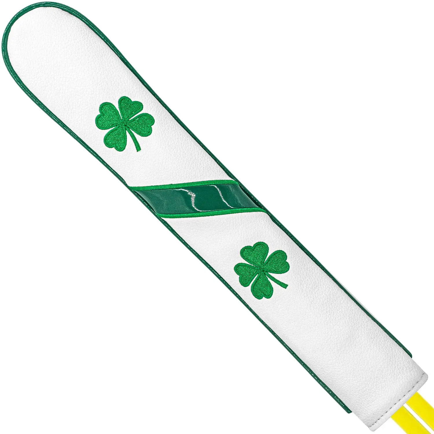 Clover Embroidered Golf Alignment Stick Cover, Premium PU Golf Direction Rod Sleeve, Soft Lining Durable Golf Training Accessory for Men & Women, Golf Accessories