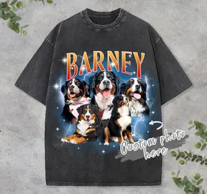 Custom Pet Portrait T-Shirt Retro 90s Graphic Tee