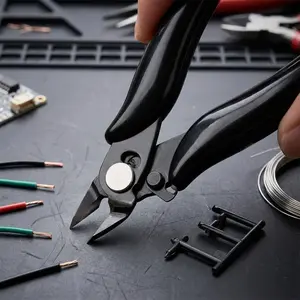 Professional Micro Precision Flush Cut Pliers Set - Multi-Use Jewelry & Craft Tool Kit with Locking Clip, Mini Flat & Diagonal Cutters for Model Building, Electronics Repair, Rust-Resistant. Fine Cutting for Wire, Copper, Diy jewelry.