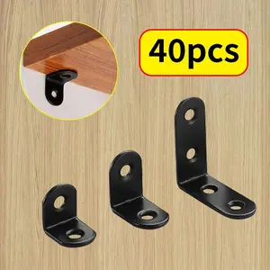 40pcs L-shaped right angle bracket connector fasteners, high-quality black corner code brackets, Corner Support, fasteners for repairing furniture