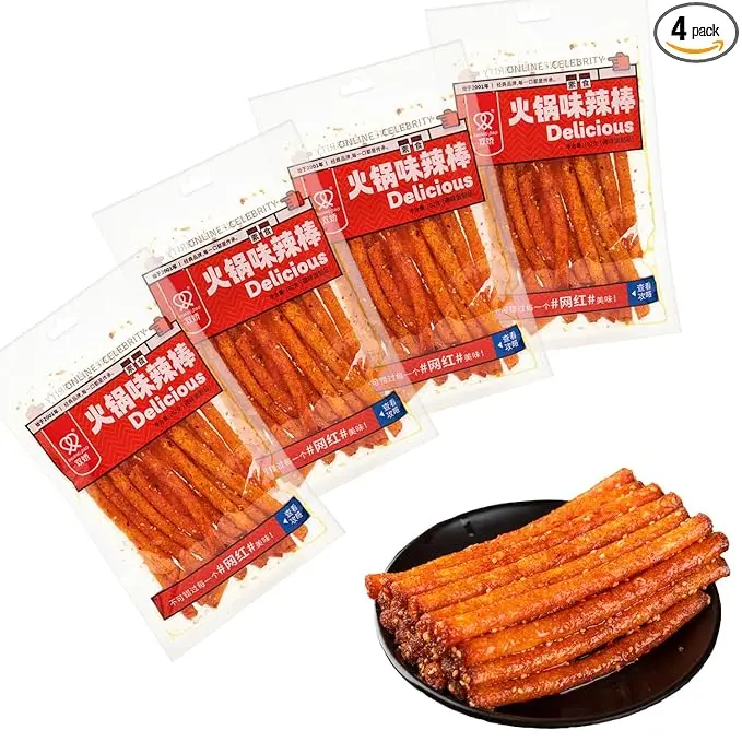 latiao Hot & Spicy 4 Pack spicy stick Chinese Specialties Snacks  (98g*4)