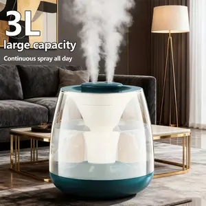 101.44oz Dual Spray Humidifier with Heating Function, USB Powered, Portable with Digital Display, Suitable for Large Rooms, Living Rooms, Offices, and Student Dormitories. It Features A Long-lasting Mist, Colored Night Light, and Top Tank Hydration.