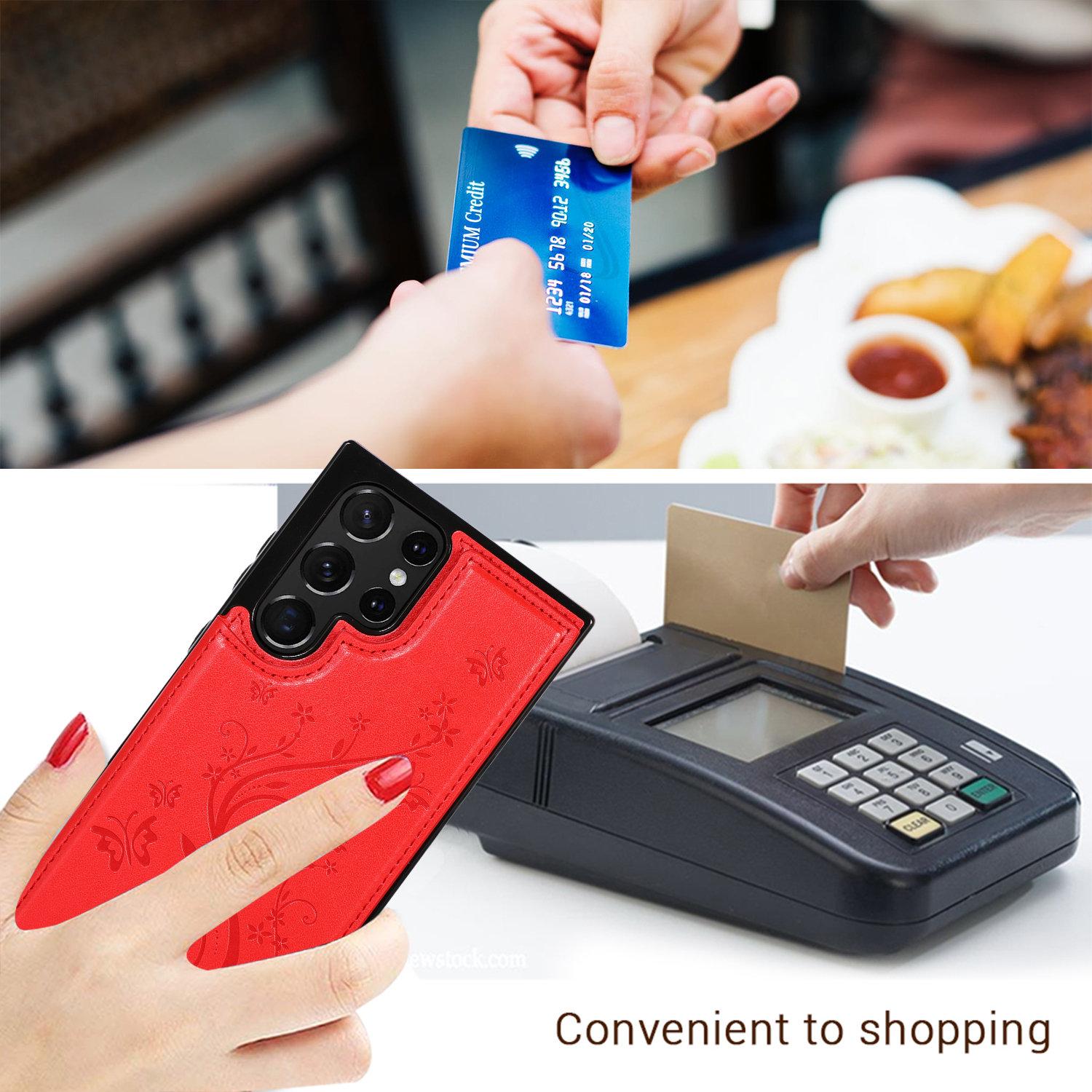 Wallet Flip Case for Samsung Galaxy S26 Ultra S25 S24 S23 S22 with Card Holder, Flower PU Leather Kickstand Protective Cover Case for Women