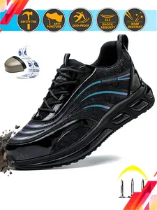 Men Women Safety Shoes Eu Standard Steel Toe Anti-Slip Breathable PU Fabric, Suitable for Warehouse Work and Construction, Sizes 38-48, Sneaker