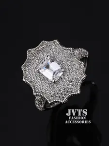 Vintage Court Style Artificial Zircon Ring, Elegant and Intricate Design, Perfect for Dinner Parties or Important Events