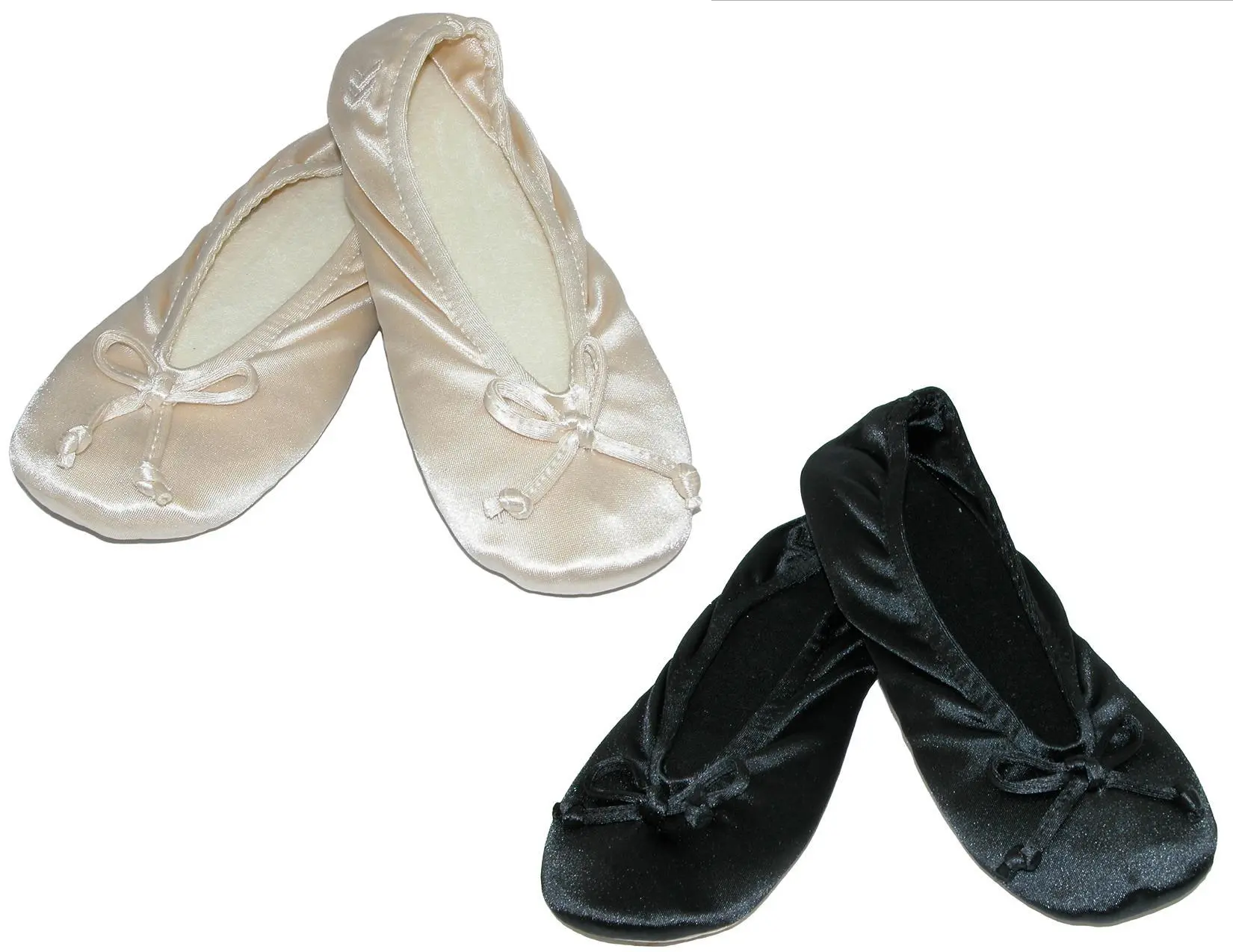 Isotoner Women's Satin Plus Size Ballerina Flats - Dances-Ready, Embroidered Slippers (Pack of 2) for Friend Gifting, Wedding Shoes