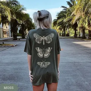 Moth shirt 100 percent cotton comfort colors t-shirt cottagecore tshirt goblincore clothes design on back dark academia boho butterfly shirt