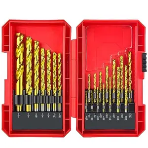 21PCS Titanium Twist Drill Bit Set, Cobalt Drill Bit Sets, Titanium Twist Jobber Drill Bit Set for Cutting Hard Metals，Such as Stainless Steel, Aluminum Alloy and Titanium Alloy
