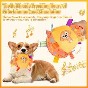 6-Inch Soft Stuffed Squeak Ball Dog Toy with Tags, Built-in Bell, Interactive Chew Pet Supply for Small to Large Dogs bite