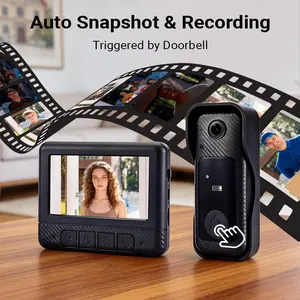 Wireless Video Doorbell with 4.3-inch Color Screen, Night Vision & Waterproof Design,2.4G Connectivity, Long Battery Life,Includes Chime & Accessories