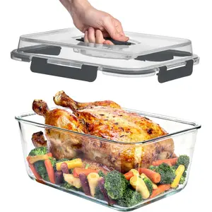 6500ml / 220 Oz / 28 Cups  Glass  Storage Containers with  - Leakproof Glass Meal Prep Containers with Locking  for Roasting & Storing Leftover - Microwave & Oven Safe