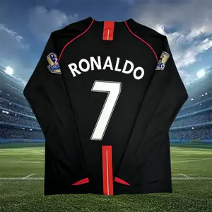 2007 2008 Away Black C7 Ronaldo Long Sleeve Soccer Jersey