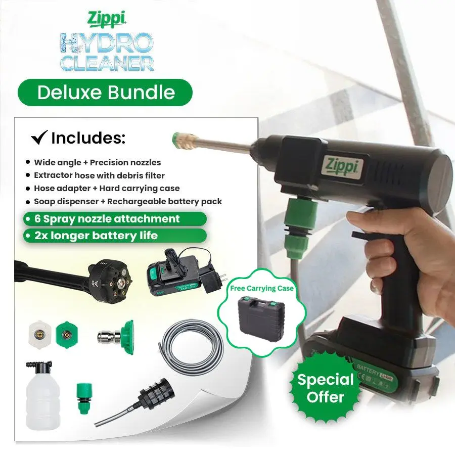 Zippi HydroCleaner High-Pressure Water Gun with Foam Soap Bottle