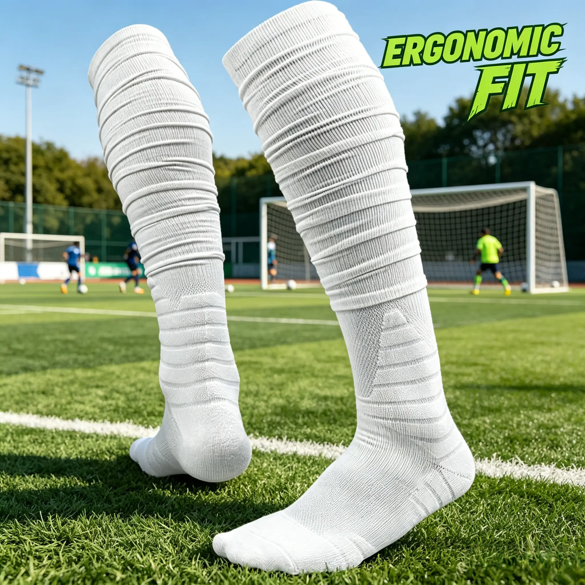 Men's Padded Scrunch Knee-High Athletic Grip Socks - Anti-Slip, No Blister, Stay-Up, Sweat-Wicking for Training, Games, Grip Socks For Soccer, Grip Soccer Socks