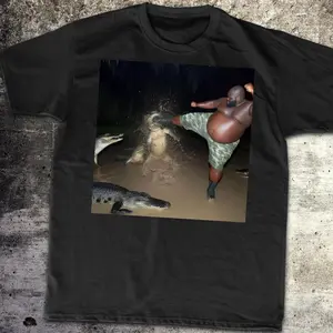 [SALE UP TO 30%] Gumbo Slice T-Shirt, Funny Alligator Meme Shirt, Crocodile Pizza Humor Graphic Tee, Swamp Life Southern Style Top Made Using 100% US Cotton, Design & Printed In The USA