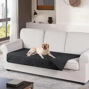 Reversible Couch Cushion Cover for Dogs & Pets - Chaise & Sectional Sofa U Shape Couch Furniture Protector Slipcover (Black)