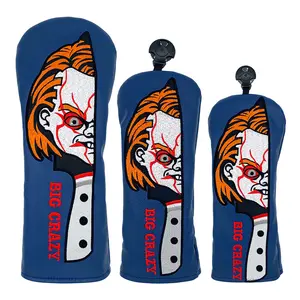 2026 Golf Club Cover with Embroidered Ghost Face, Protective Cover for Wooden Clubs, Available in Large, Medium, and Small Sizes, Universal Style, Trendy and Personalized Club Head Cover